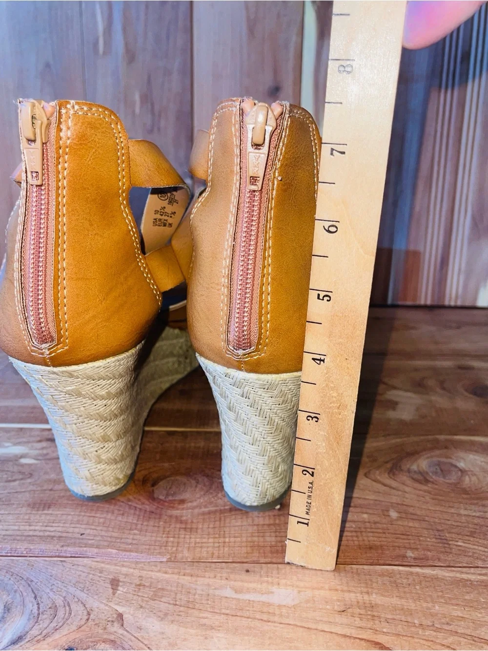 BRADH Women's Tan Strappy Wedge Sandals - Comfortable Summer Style Size 10
